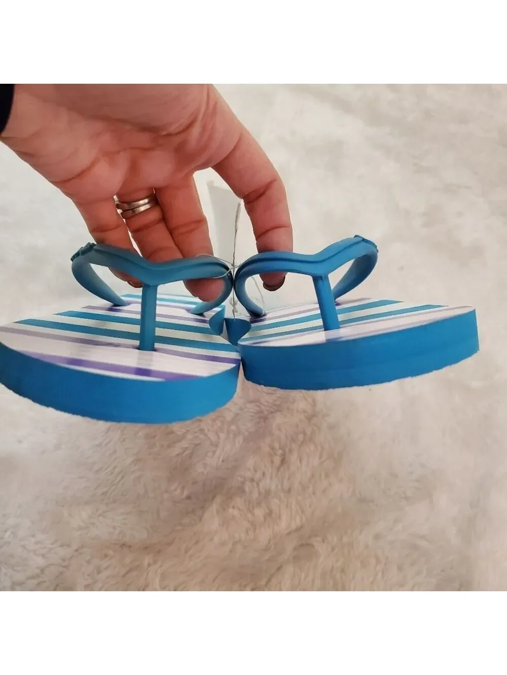 Coach Sandals Clementine 6 Azure Blue Rubber Flip Flops